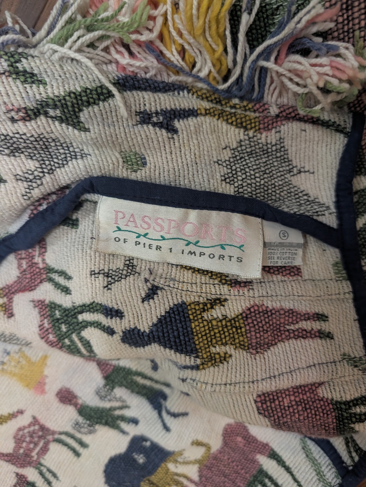 Passports Pier 1 Imports Sz S Vtg Tapestry Crop Jacket Safari Animals Serengeti