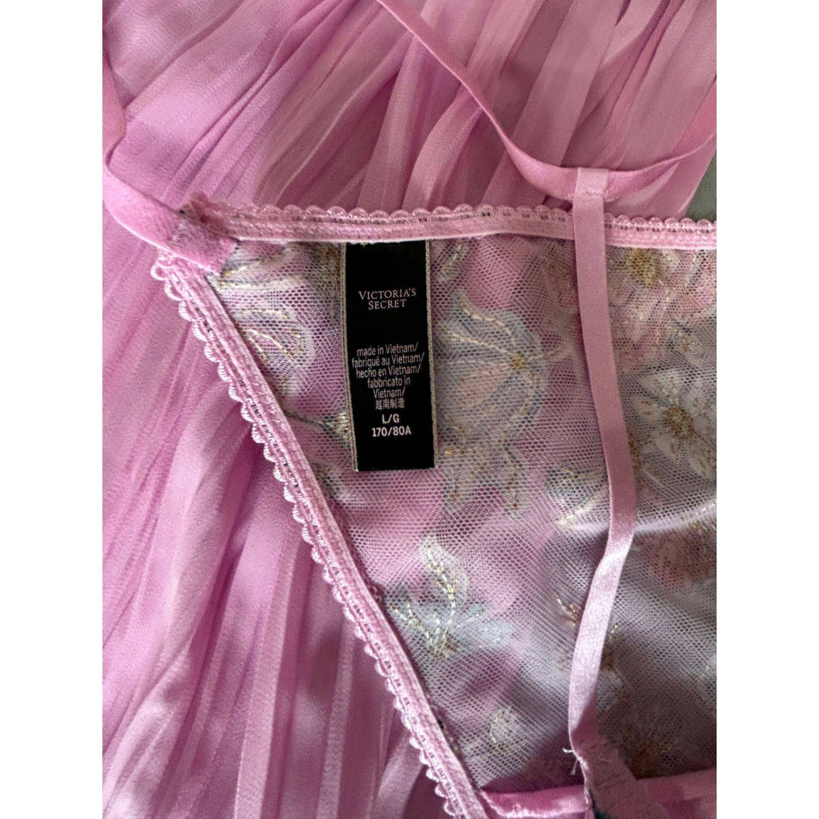 Victoria’s Secret NWOT Very Sexy Garden Party Pleated Babydoll Set Pink Floral L