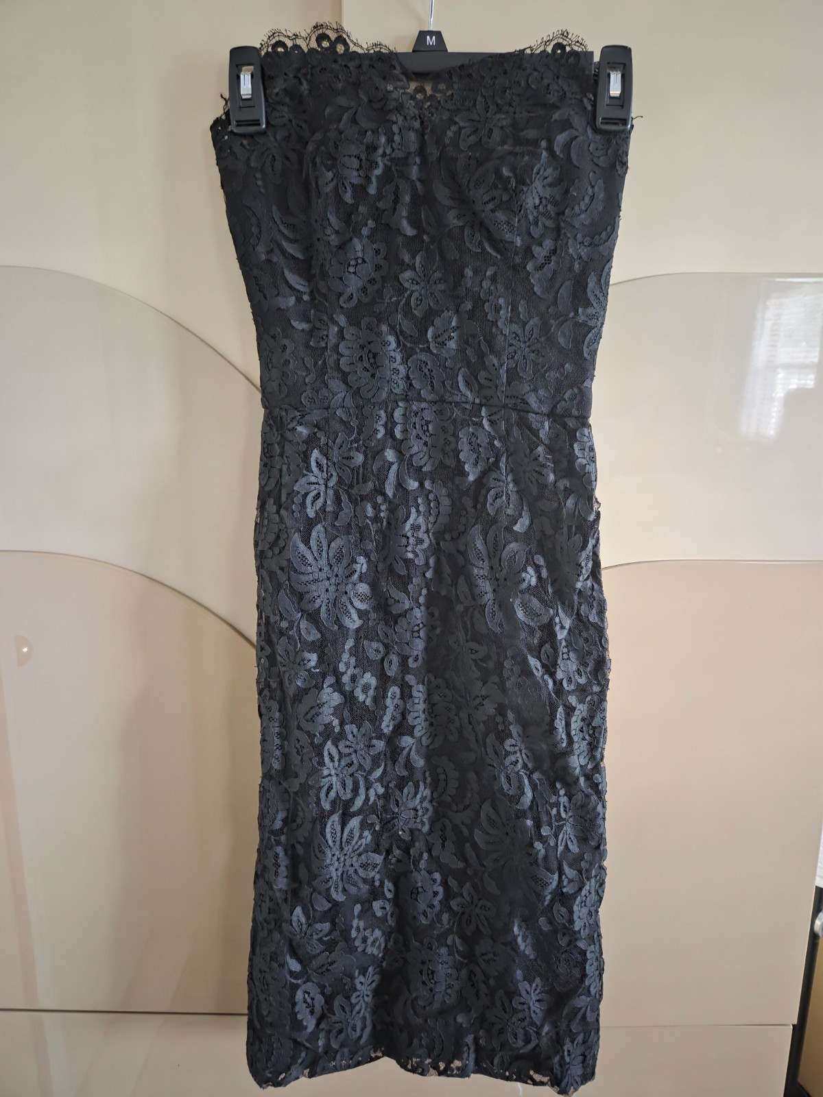 Vintage Edward Abbott Wilson Folmar Black Lace Strapless Dress, Elegant Cocktail