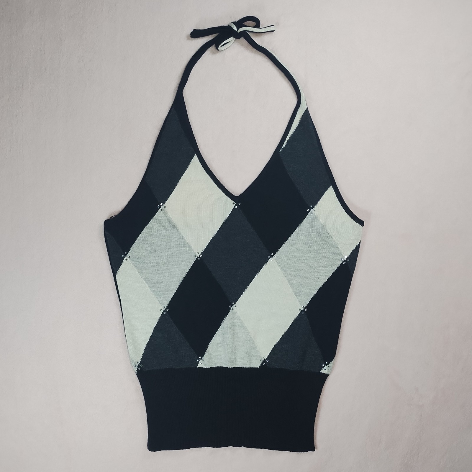 vintage y2k the limited cashmere silk rhinestone halter top sweater FITS LIKE M