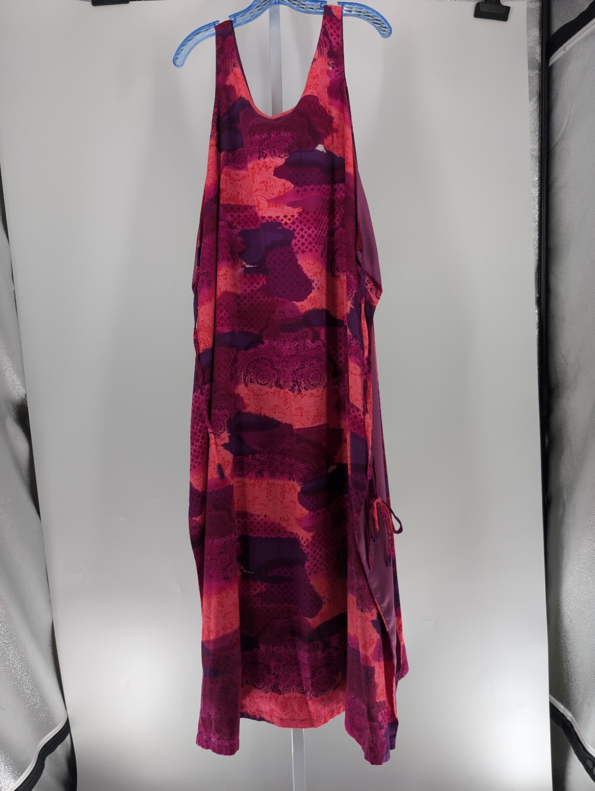 Vintage 60s Hawaiian Beach Wrap Dress Hand Screen Print Art Aloha Hippie Boho OS