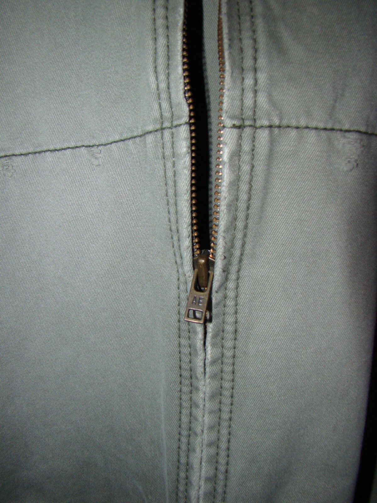 Sm Zipper Pockets Cotton Pale Tinted Army Green American Eagle Jacket