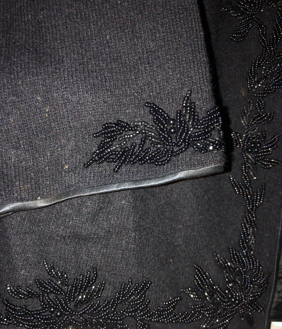 Vintage 1950’s black beaded Lambs wool Angora cardigan vintage size xl