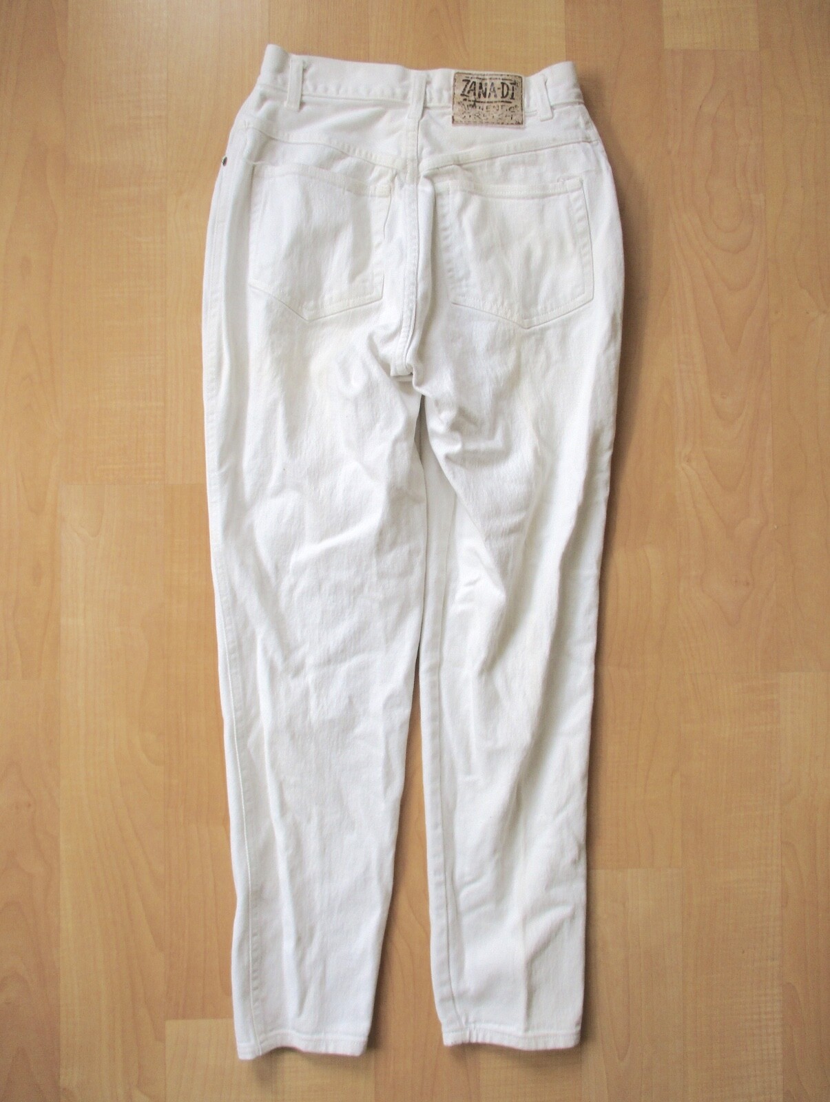 Vtg 80s Zana Di white denim stretch cotton New Wave jeans carrot taper leg 12
