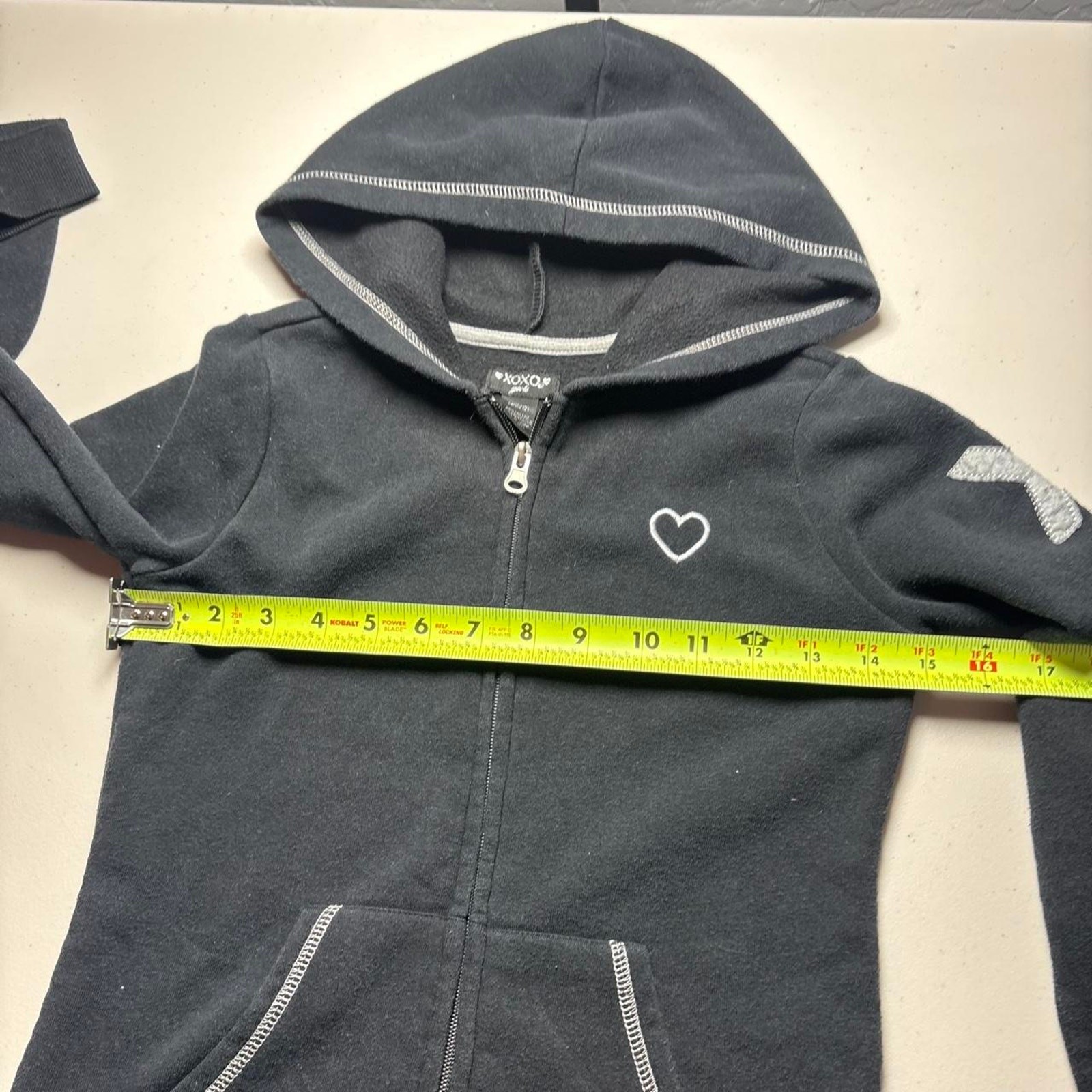 Y2K Fitted XOXO Black & Silver Sequin Zip Up Jacket