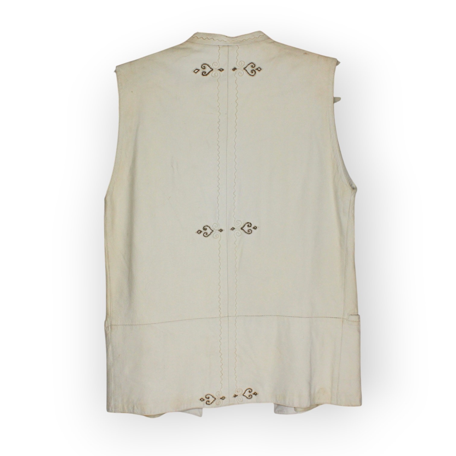 Vintage 1981 Gianni Versace Leather Vest PrimaveraEstate Calfskin Italy 40 Ivory