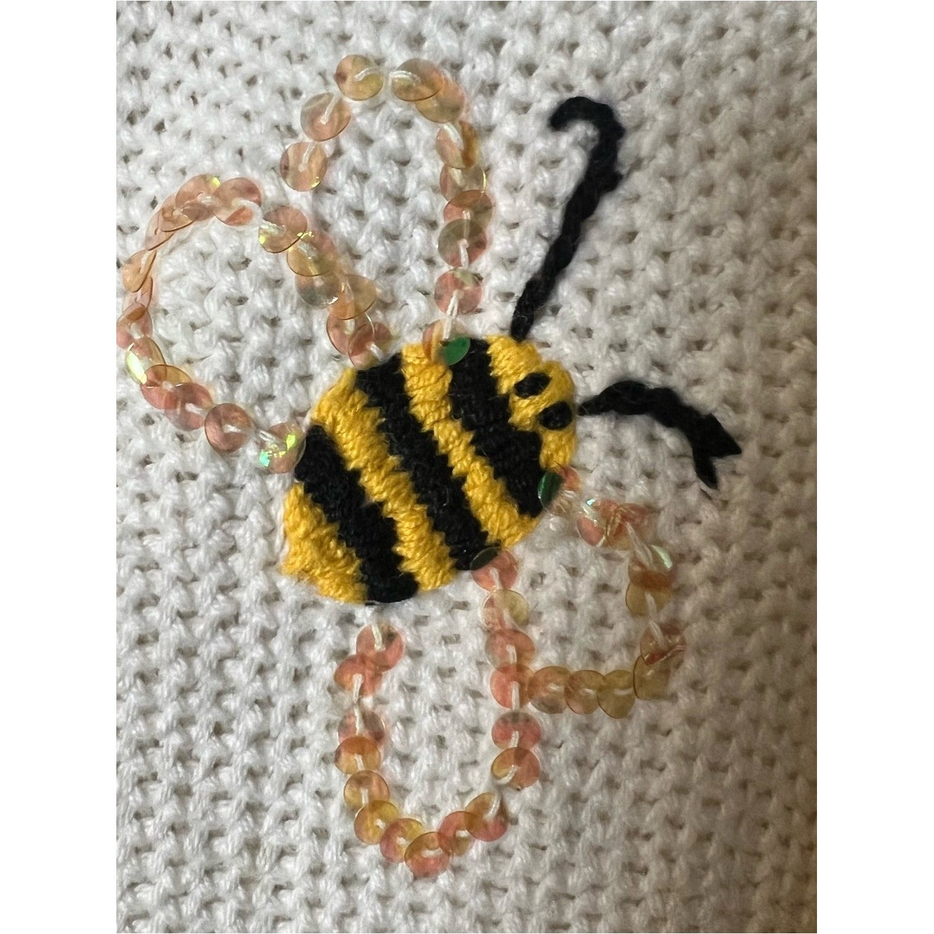 Vintage Quacker Factory Bee Floral Embroidered Cardigan Sweater 90s Sz M