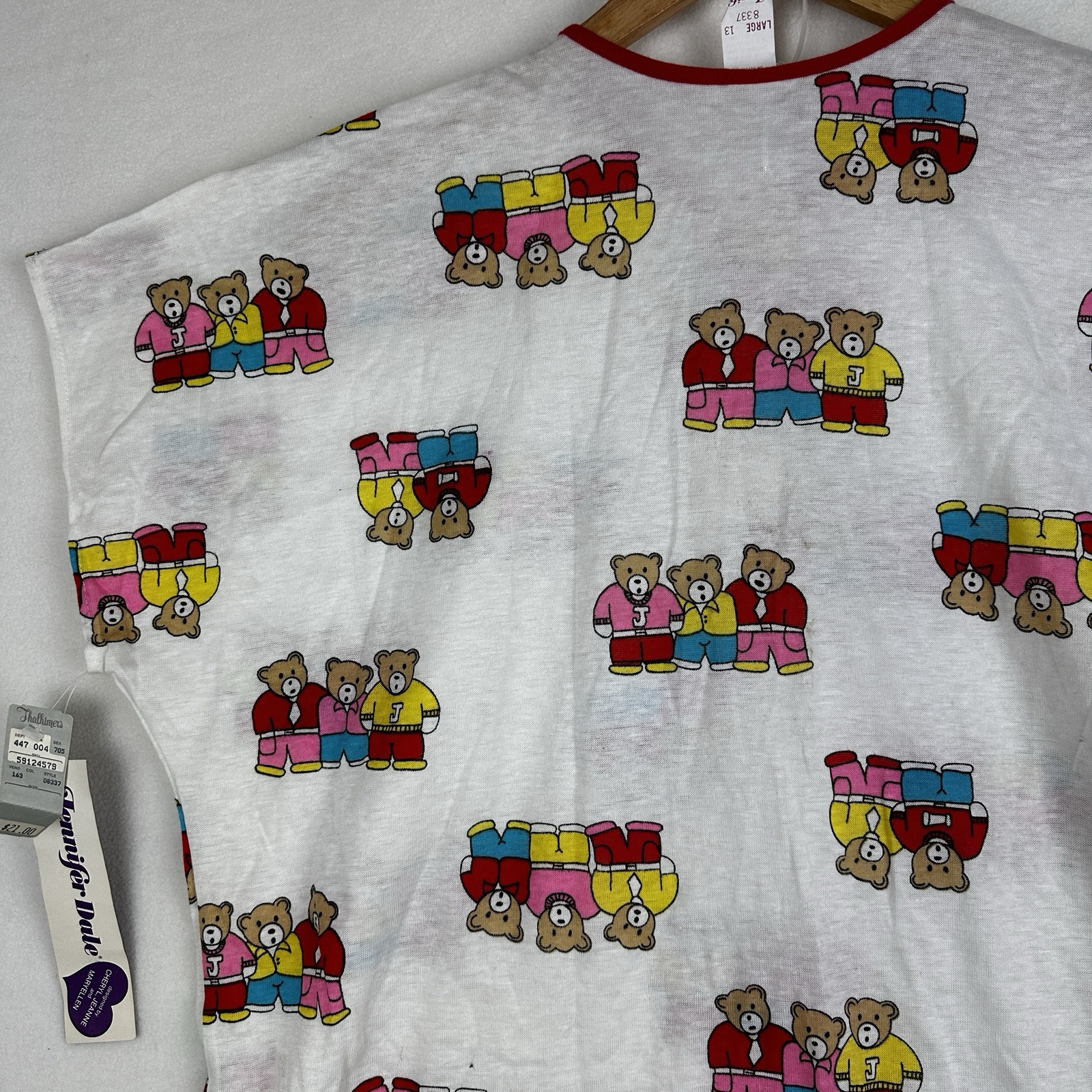 Vintage Women’s Large Nightgown Jennifer Dale Teddy Bear Short Sleeve Union Made