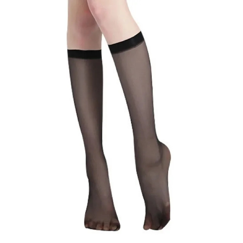 5 Pairs Ultra-thin Nylon Stockings Transparent Elasticity Ladies Knee Sock