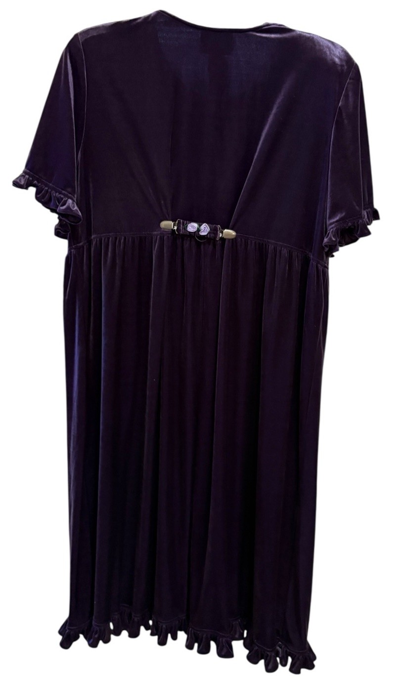 Vintage More Jazz Velvet Choir Dress Purple Button Front Ruffle Hem 20WP NWT