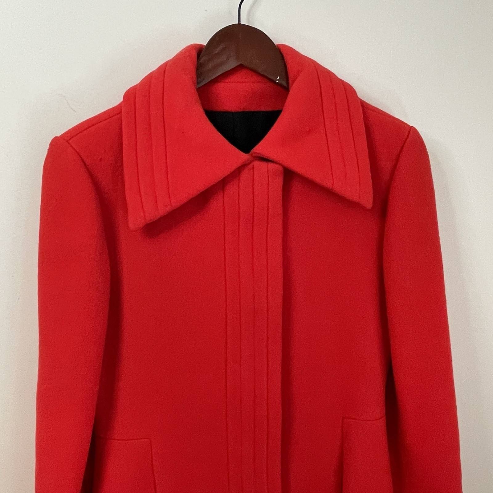 Vtg 60s Pauline Trigere Vermillion Wool Swing Coat RARE Mid Century Mod French