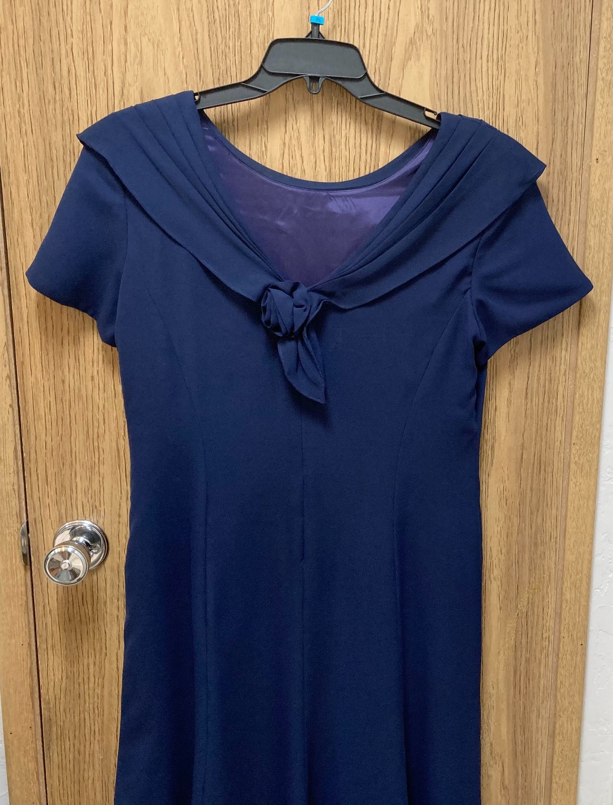 Vintage Depeche Mode by Yves Cossette 1940s Style Swing Dress Size 12 Navy Blue