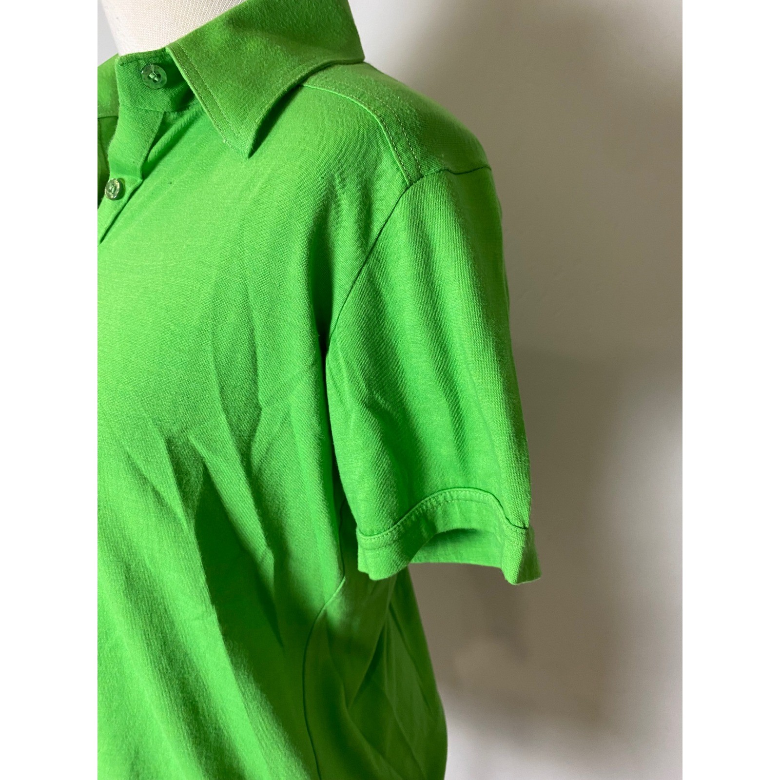 Vintage Leon Levin Kelly Dagger Collar Green Polo Shirt 1970s Womens Medium EVC