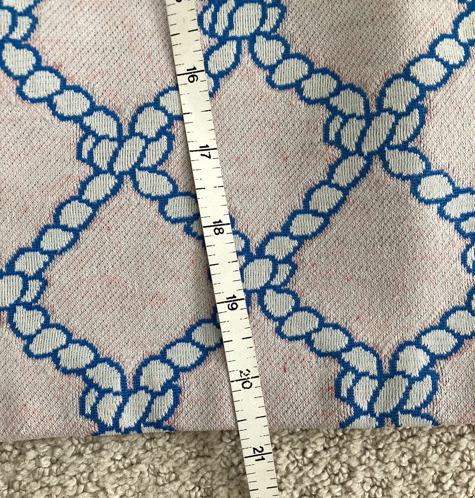 Vtg 70s Pink Skirt White Rope Print Polyester Back Zipper Size XS Waist 23.5”