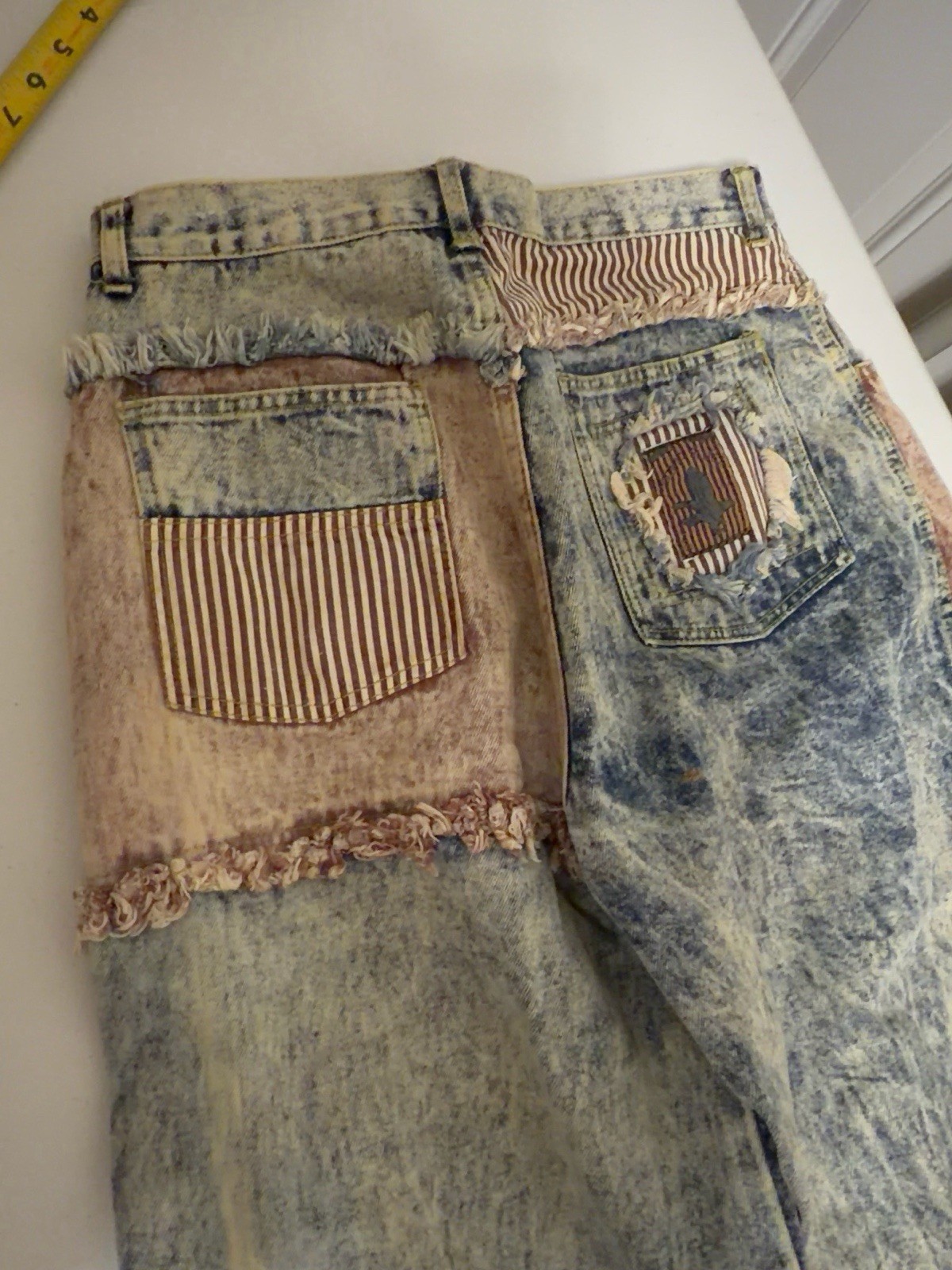 80s Vintage Kozmic Blues Acid Wash Patchwork Jeans 32M
