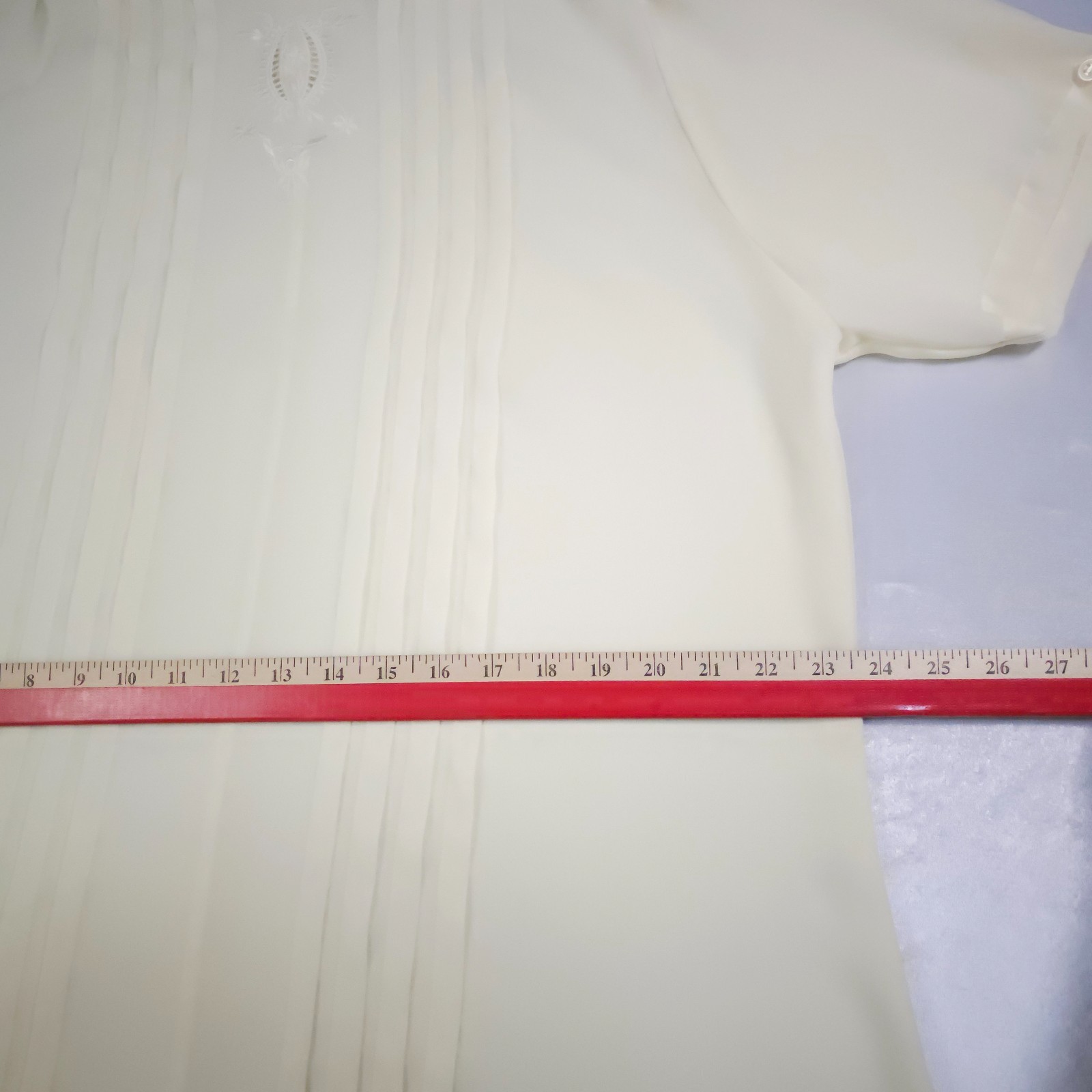 VTG 70s Off White Blouse Philippines Embroidered Poetcore Cottagecore XL 24 PTP