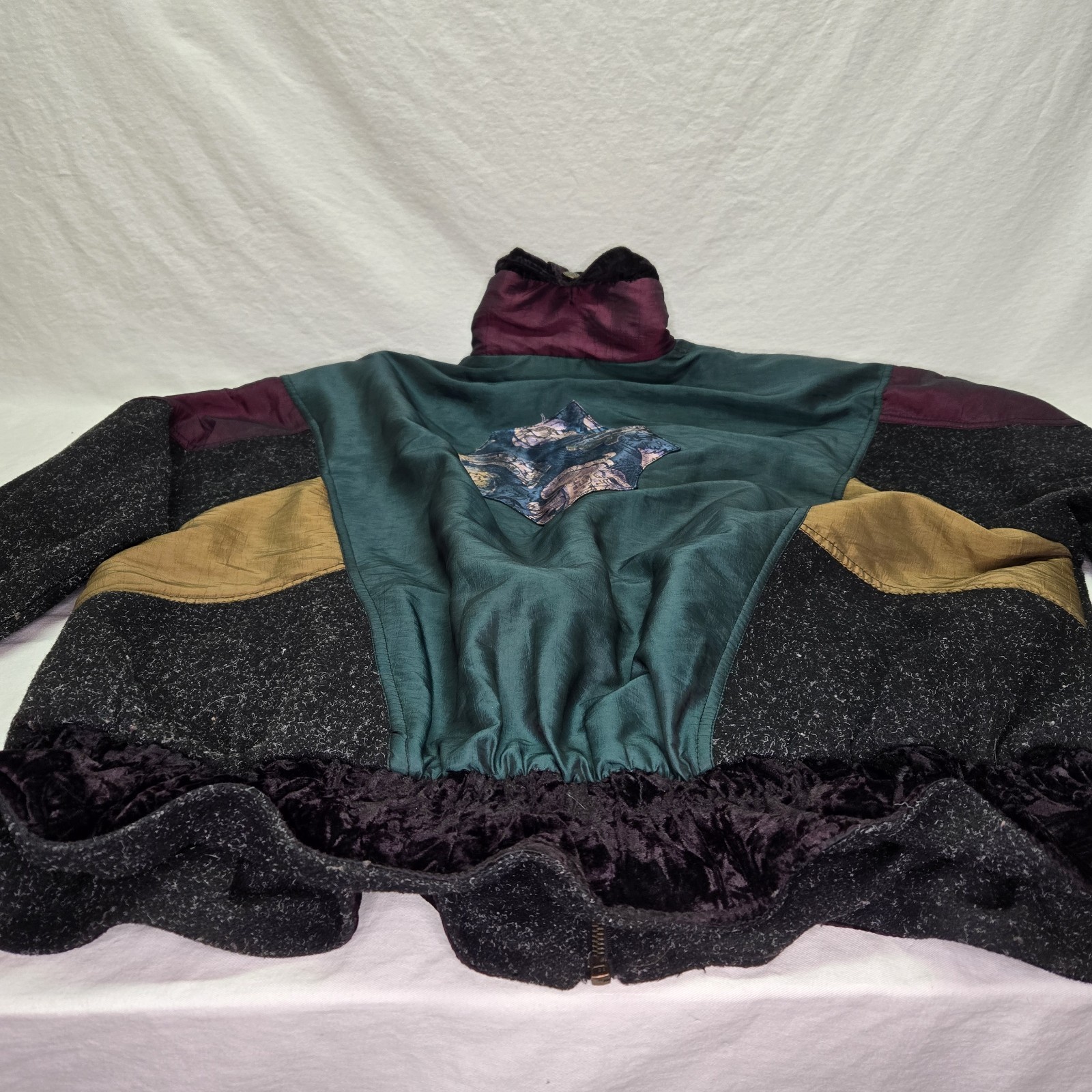 Vintage Charles Klein Women’s Jacket 2X Colorblock Patchwork 80s 90s