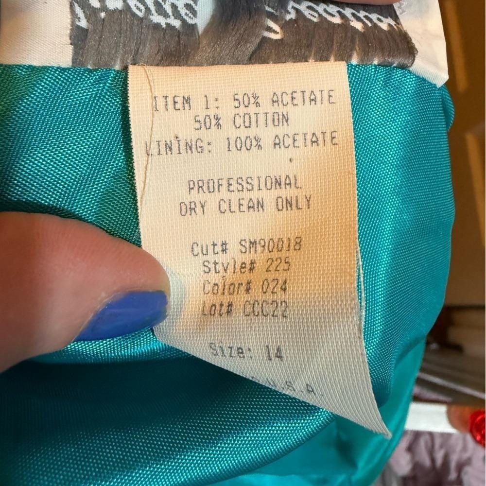 Vintage Teal Off Shoulder Womens Dress Pearl Long Green Size 14