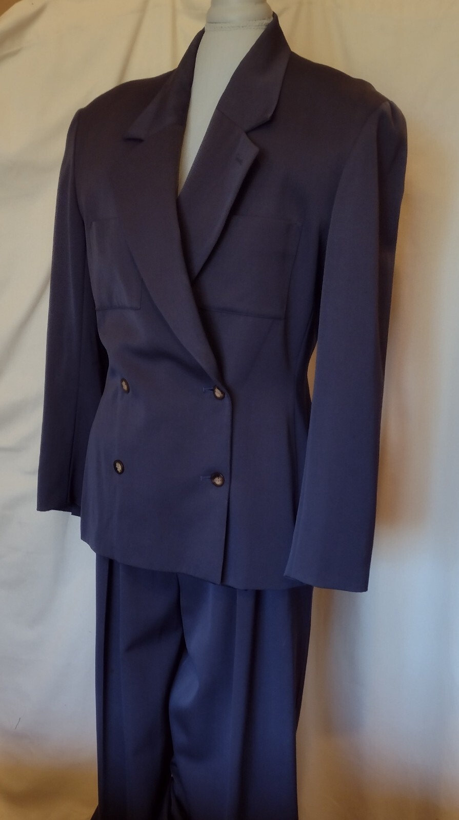 1980’s Ronaldus Shamask 2pc Pant Suit Deep Blue/Grey sz 14