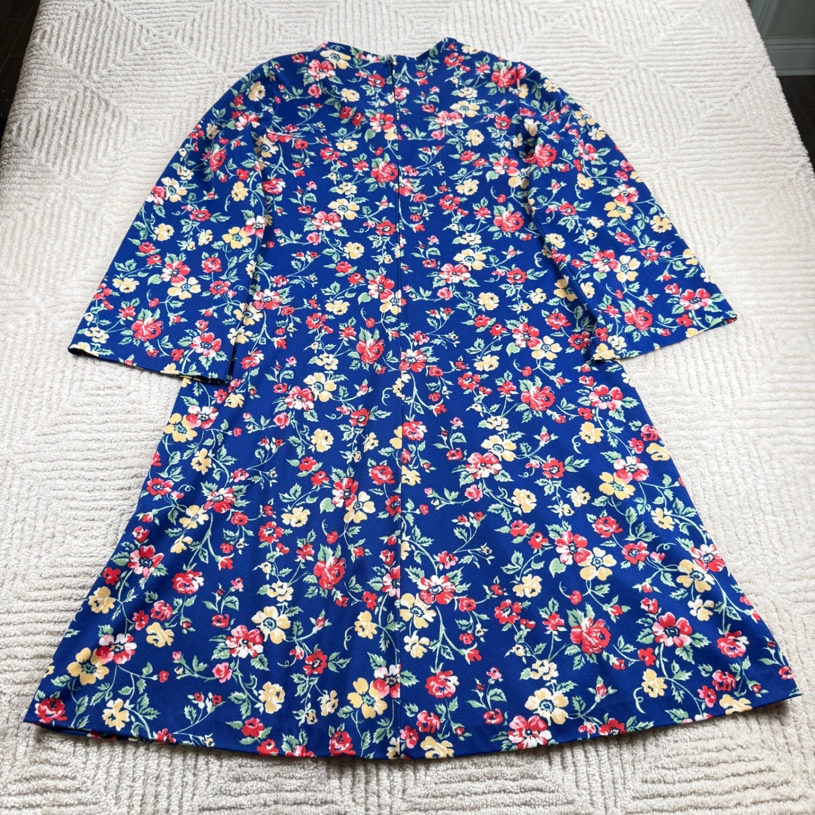 Sears Fashions Floral Dress Women’s Blue Vintage 60s 70s Mod Bell Sleeve Granny