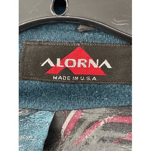 Vintage 80s Alorna Oversized Wool Blend Coat Teal Blue Double Breasted USA