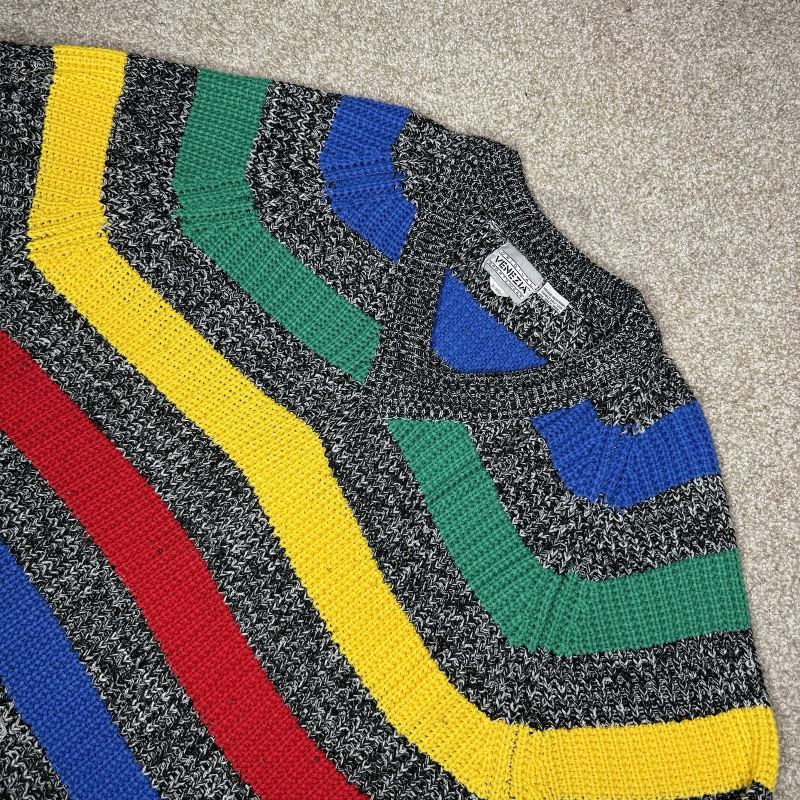 Vintage 80s Original Venezia Sportswear Sweater Women’s Size 46 XLarge Colorful