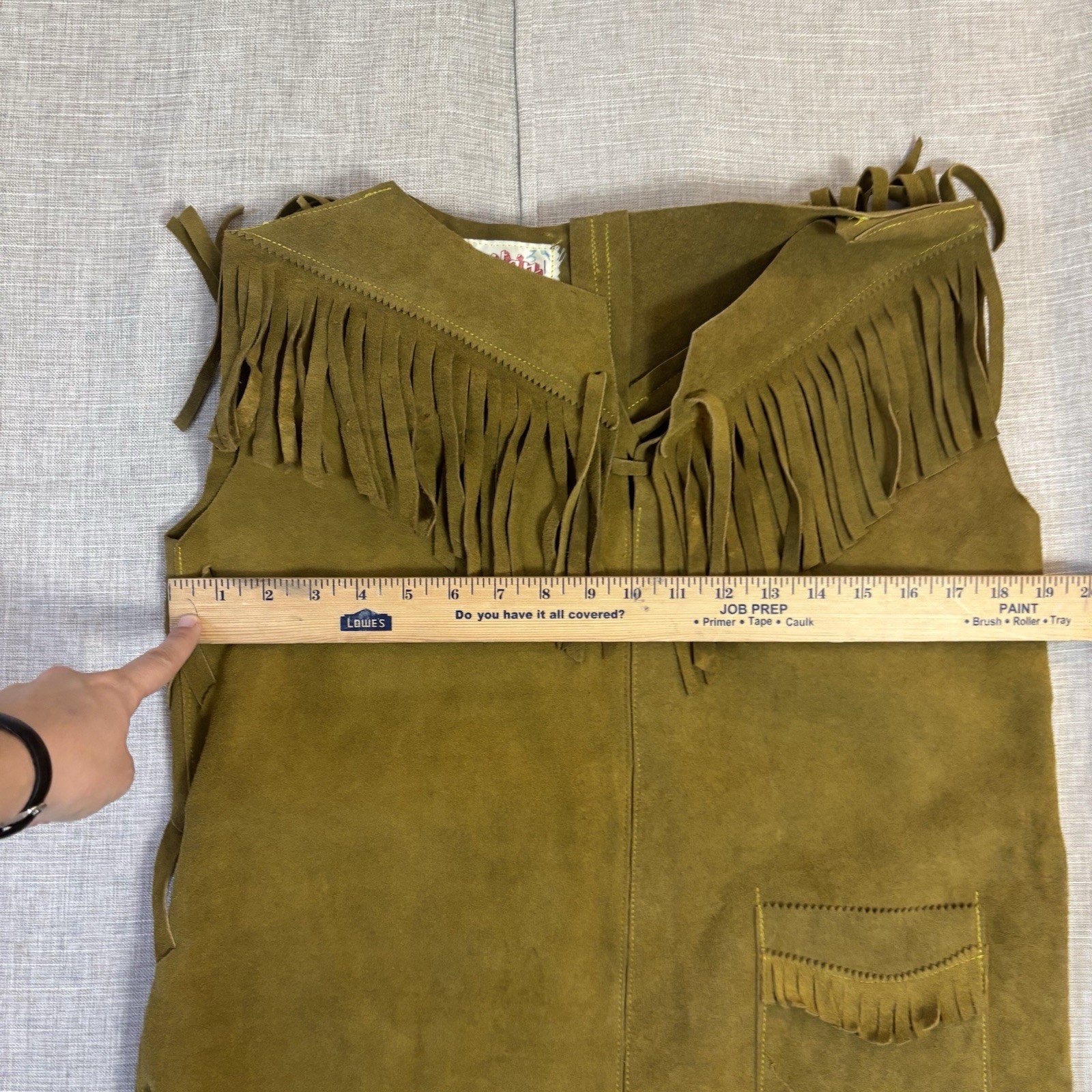 Vintage Gaitan Leather Fringe Vest Made Mexico Small/34 Western Boho Great Shape