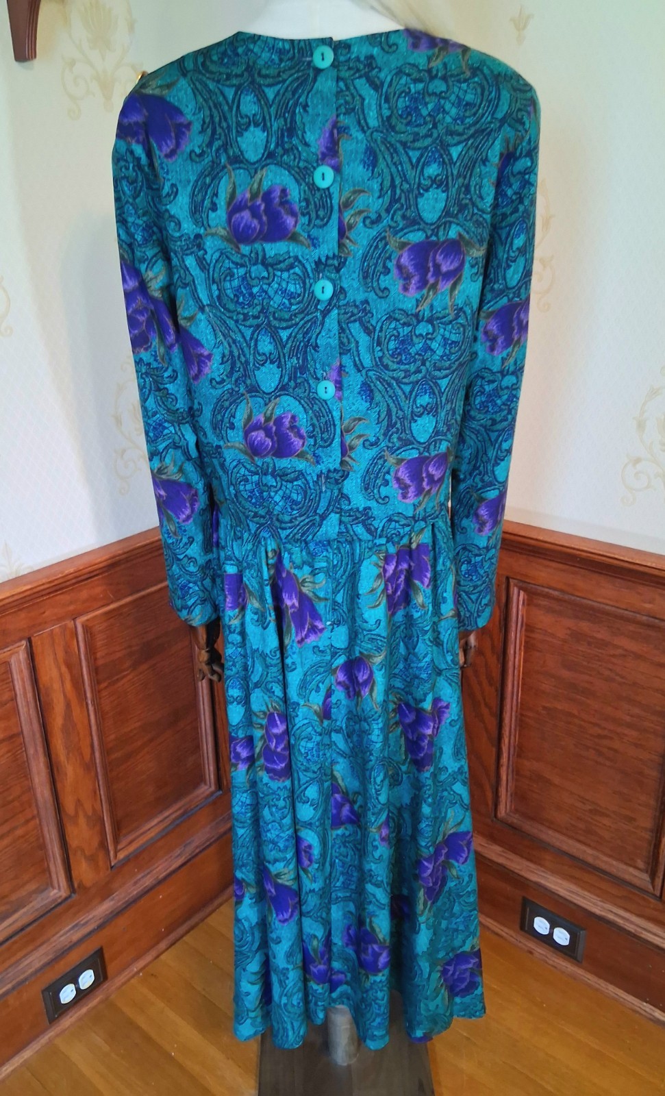 Vintage 1980s JJ Nicole Jewel Tone 2-Piece Puff Sleeve Mob Wife Secretary Dress