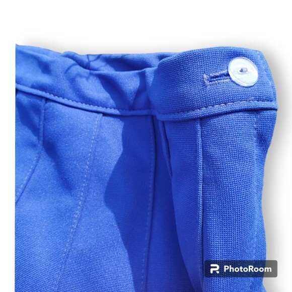 Vintage Pleated Mini Skirt Cheer Skirt Blue Side Button and Zipper Closure Retro