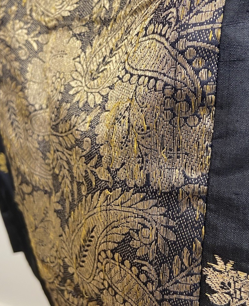 Vintage Indian Silk Dress Lot Costuming Repair Black Gold Lamé Embroidery AS IS