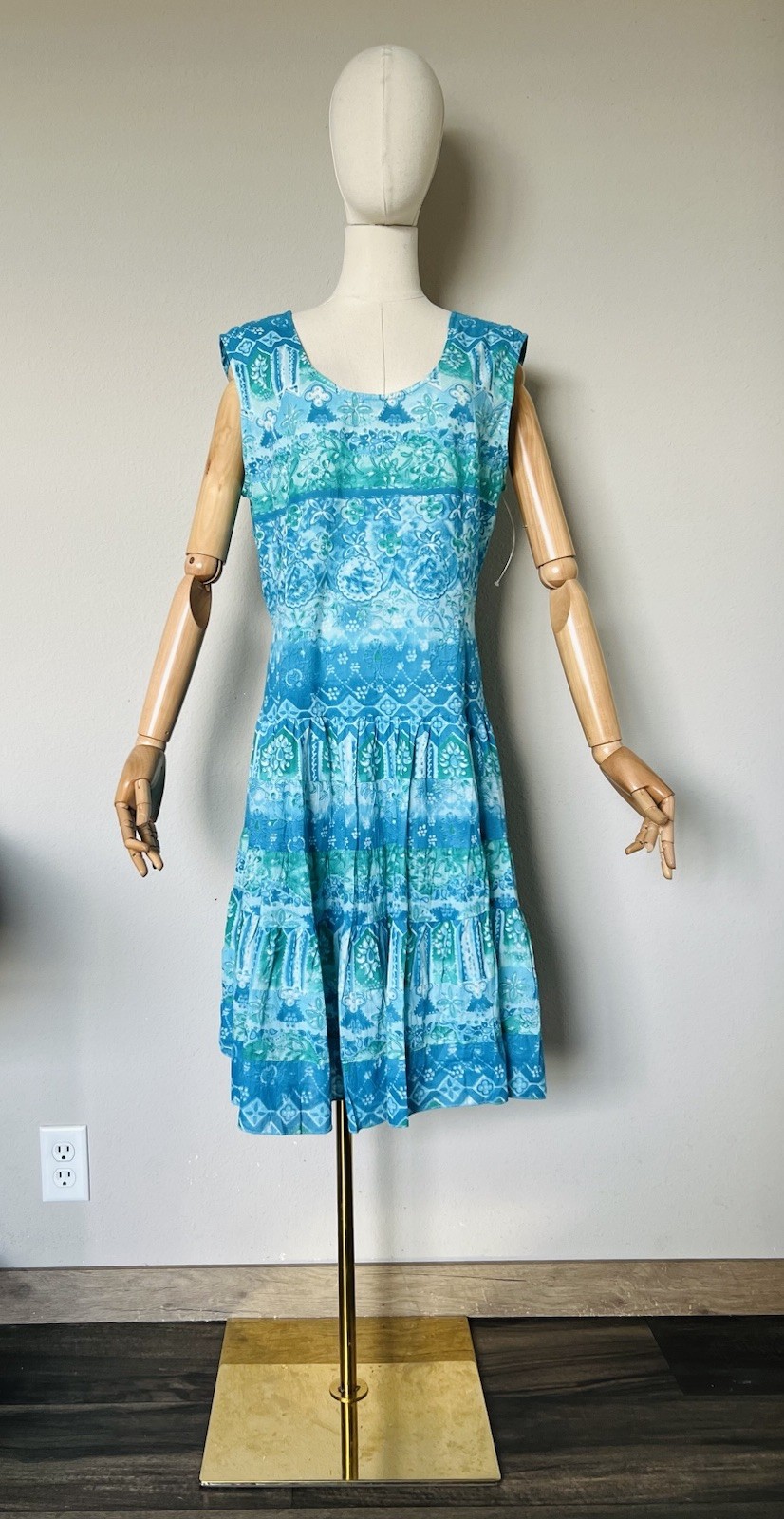 Vintage Phool India Boho Dress Lace Up Back Cotton Sundress COLORFUL Sz L NWOT