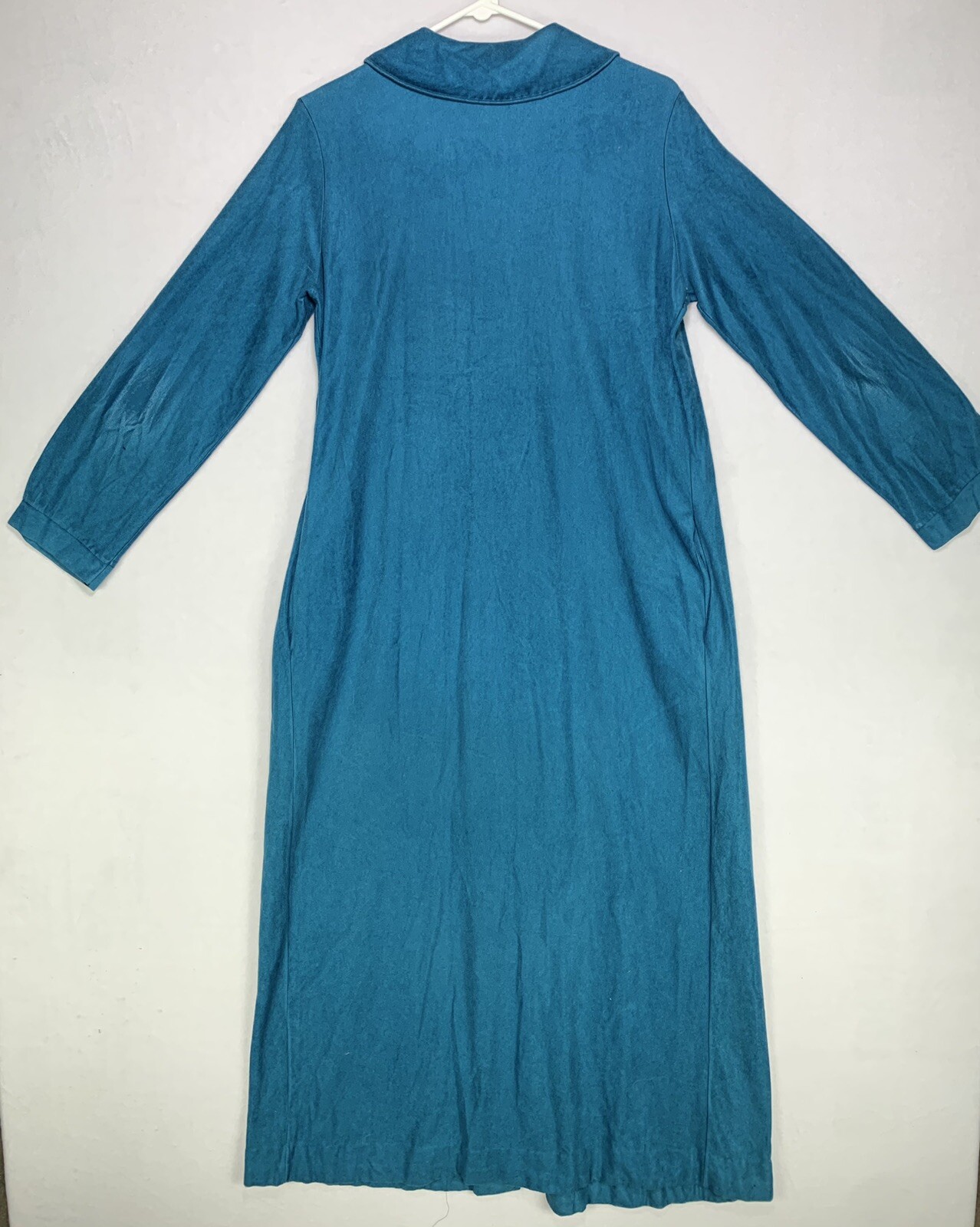 Vintage 1970s Thermal Nightgown Katz Embroidered Floral Pearl Snap Pajamas Large