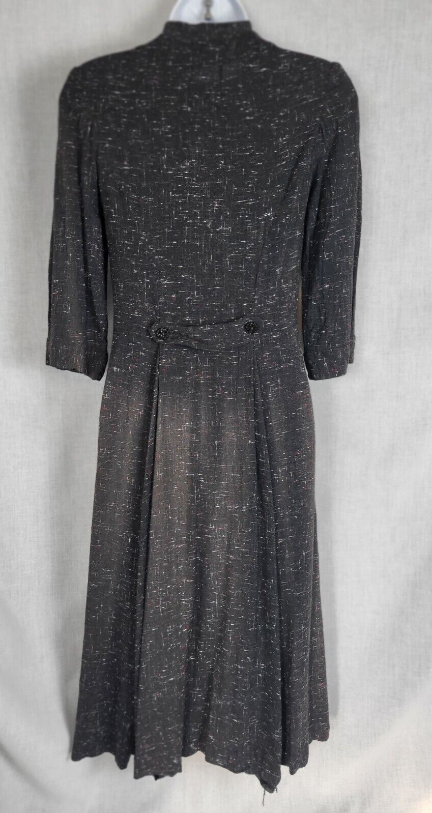 Antique 1960s -1970s Dark Gray Coat-Dress Handmade Size S/M Vintage Old Fashion