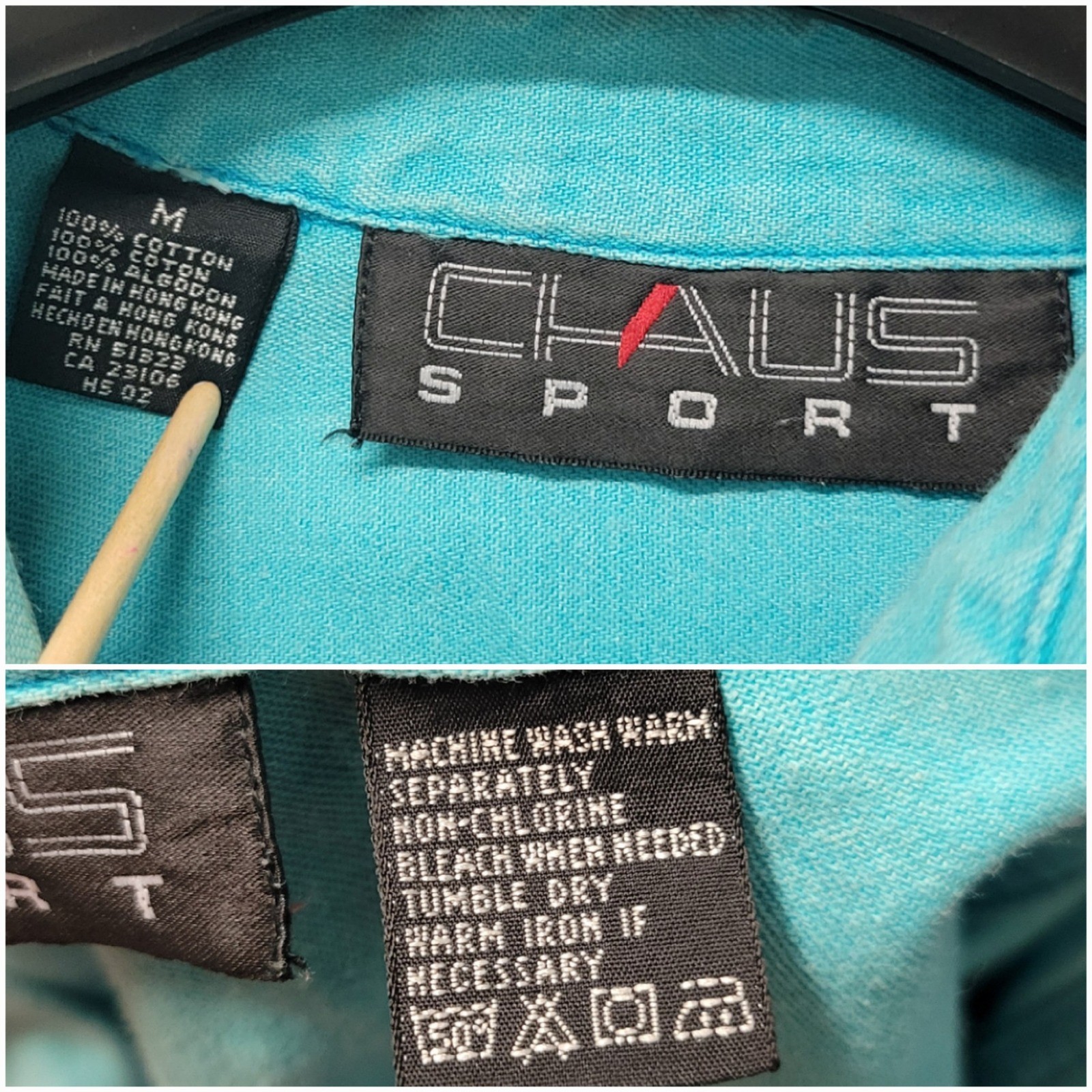 Chaus Sport Denim Pant Set Turquoise Vintage 90s Floral Embroidered Size M 12