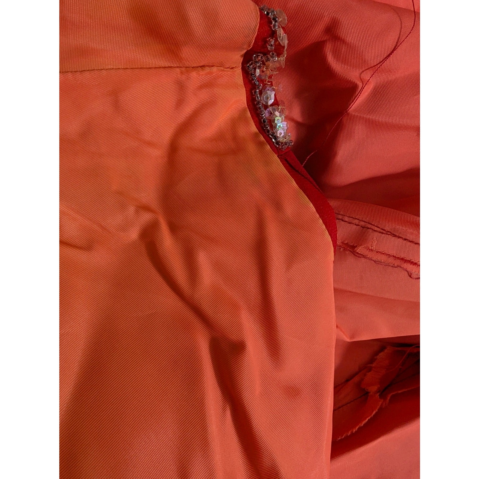 60s 70s Red Chiffon Embellished Formal Gown Dress Glamour Elegance Fits Large