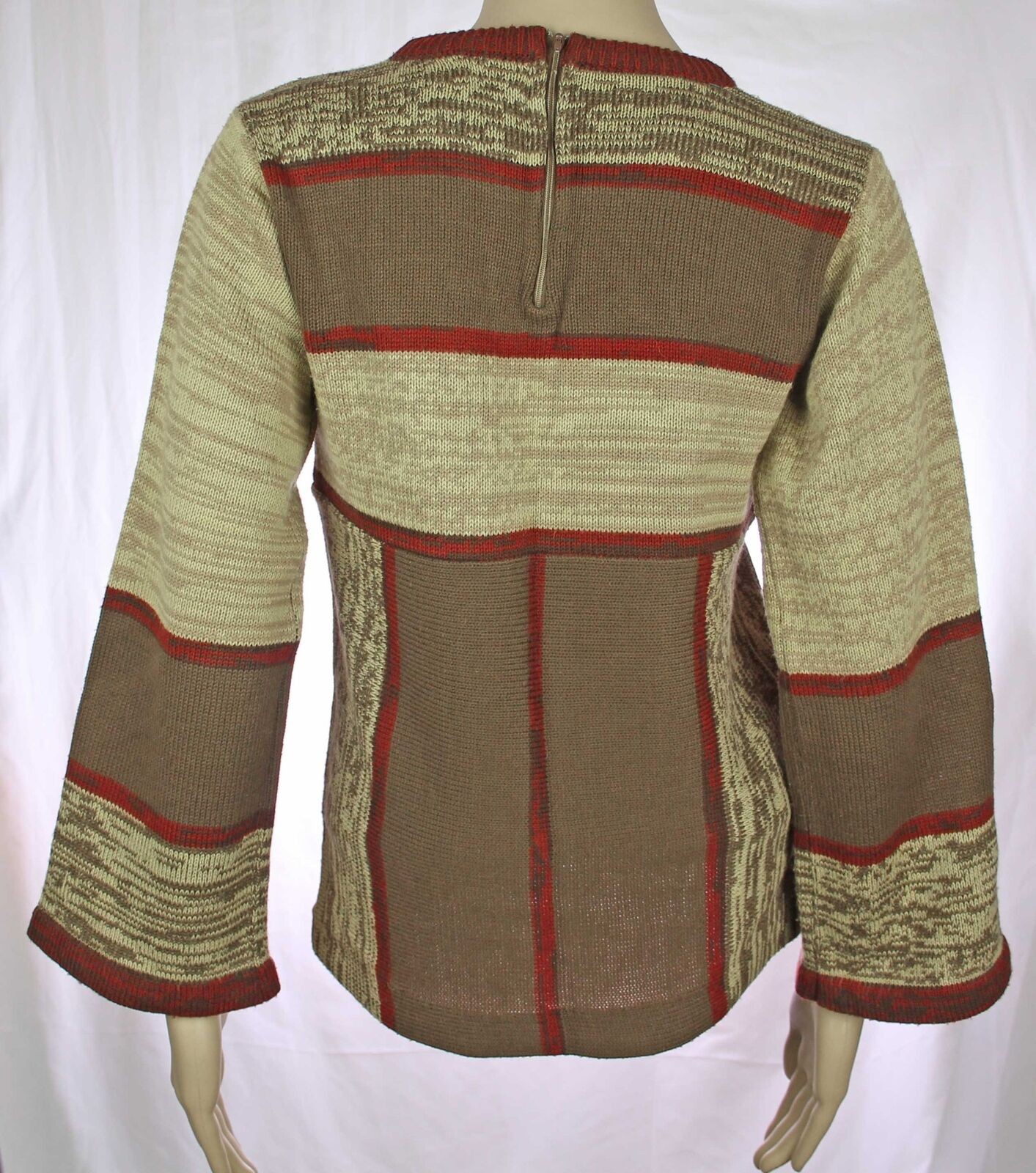 1970s Vintage Bell Sleeve Space Dye Sweater Top Embroidery Boho Hippie Disco S