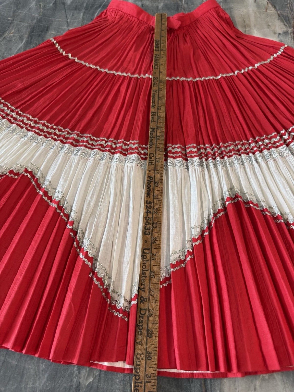 Rodeo Skirt Western Cowgirl Texas Square Native Dance Handmade Pleats VTG SZ 28