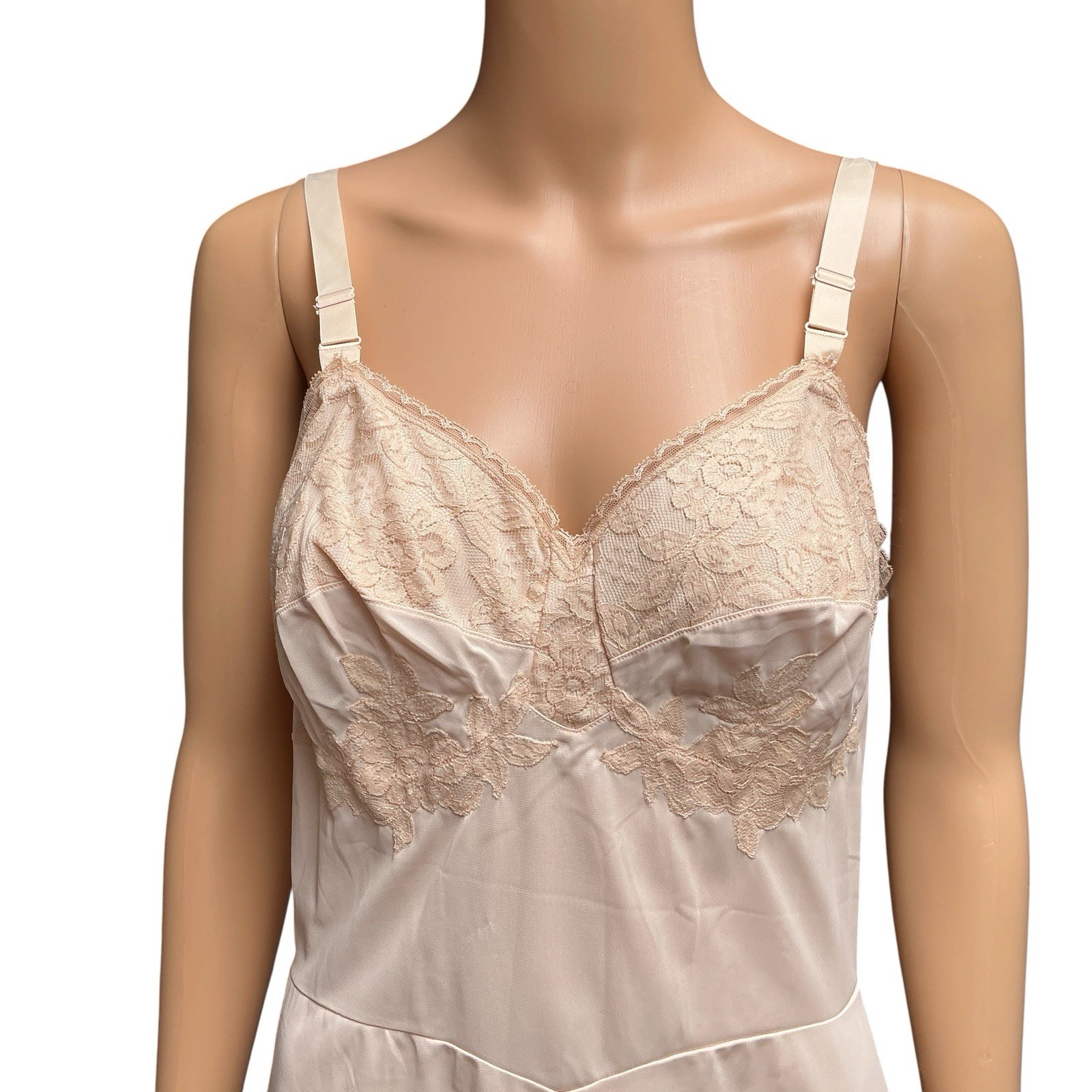 Sears Charmode Nylon Full Slip Lace Cream Coquette Grandmacore Dress Size 36 New