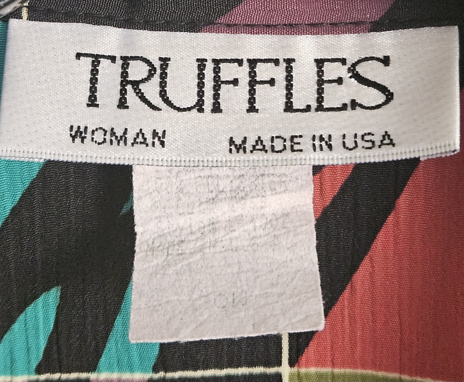 Vintage 80s Truffles USA Womens L Colorful Geometric Zebra Print Button Blouse
