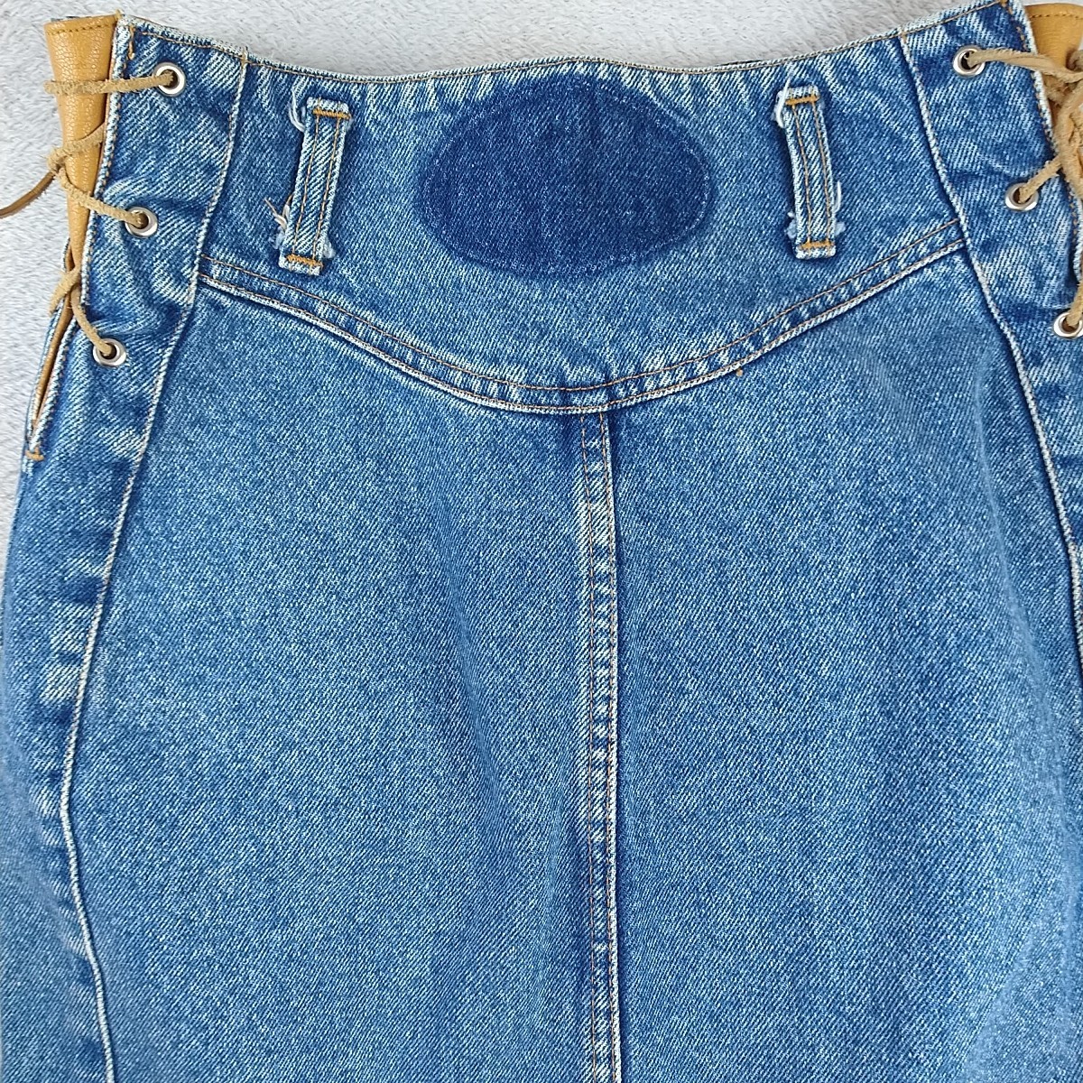 Vintage Big Star Paris France Denim Jean Pencil Skirt Women’s Small Medium Leath