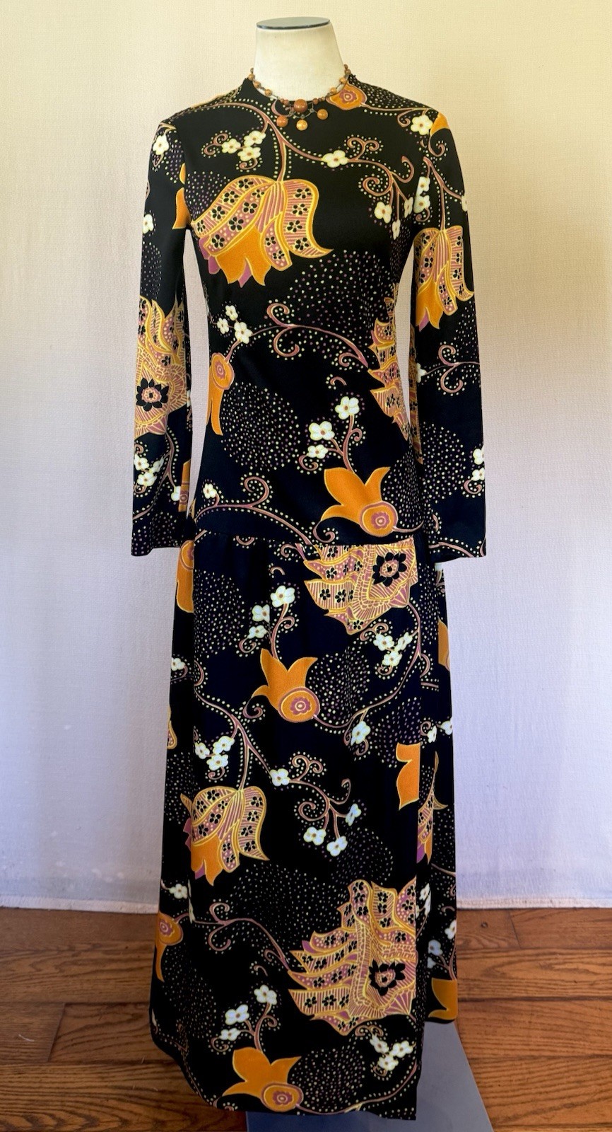 Vintage Don Luis De Espana Maxi Dress Hippie Mod Size 34 Bust M Sexy Side Slit