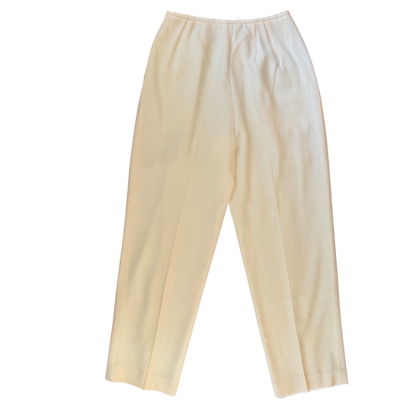 Valerie Stevens Wool Trousers Womens 8 Cream Pleated High Rise Straight Vintage