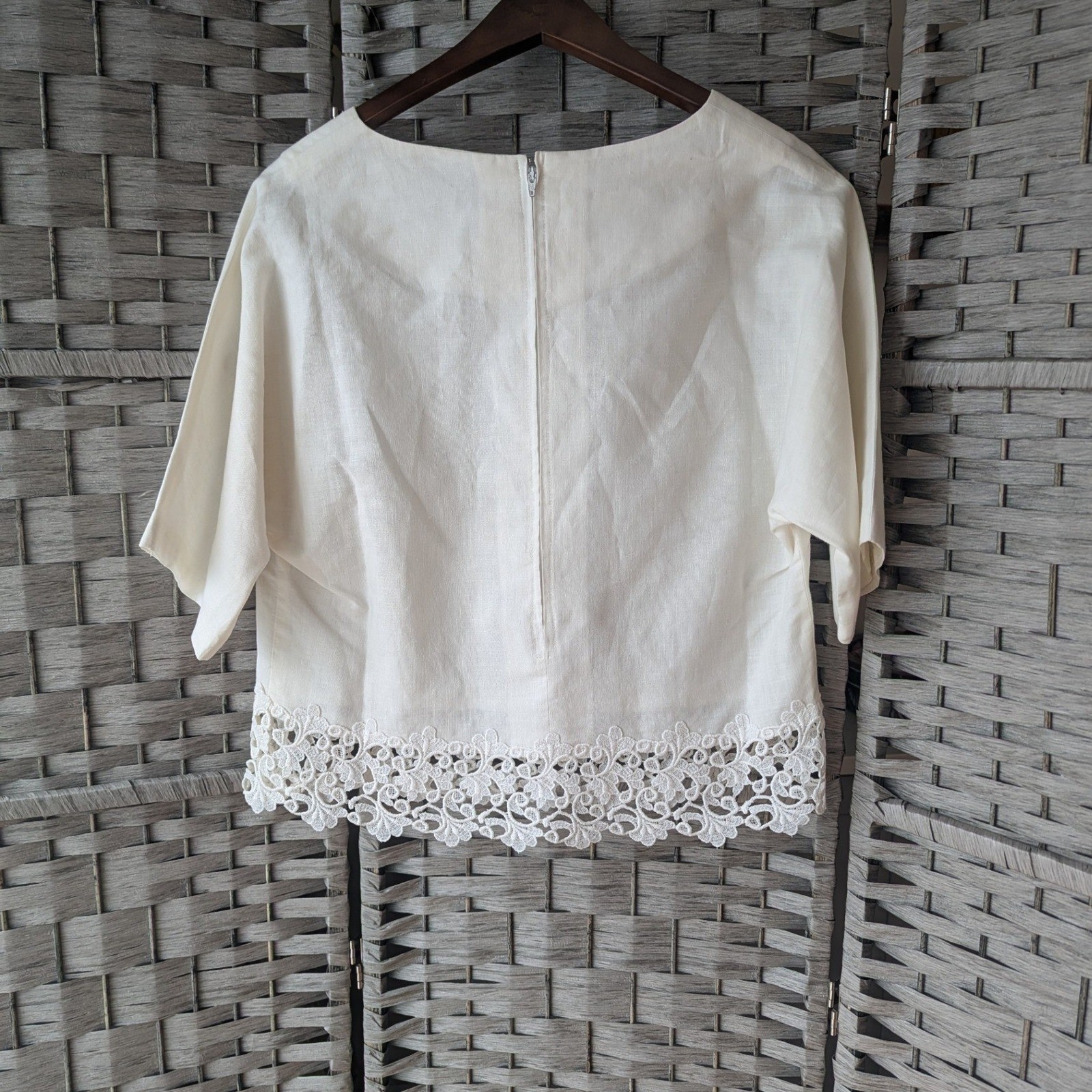 Vtg Cream White Lace Two Piece Twin Set Top Midi Skirt Bridal Fits Modern Sz S