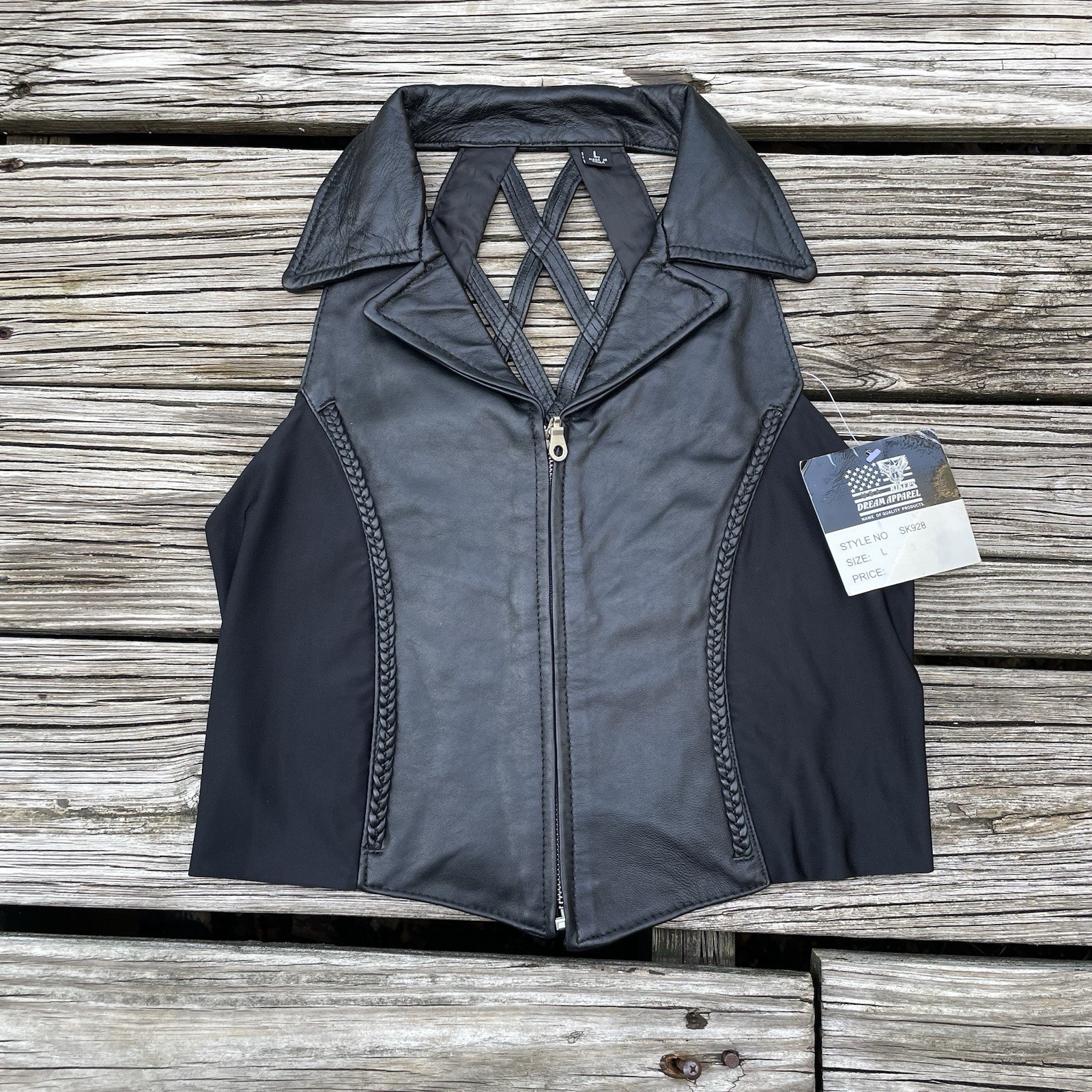 Vtg Leather Biker’s Dream Apparel Tank Top Vest Shirt Glam Rock Goth Shirt L