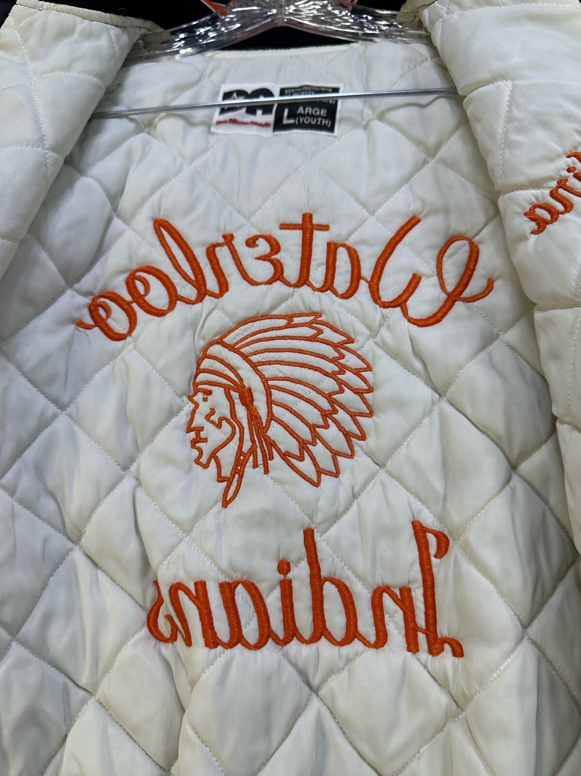 Waterloo Indians High School Satin Bomber Jacket Youth Large Don Alleson Vintage