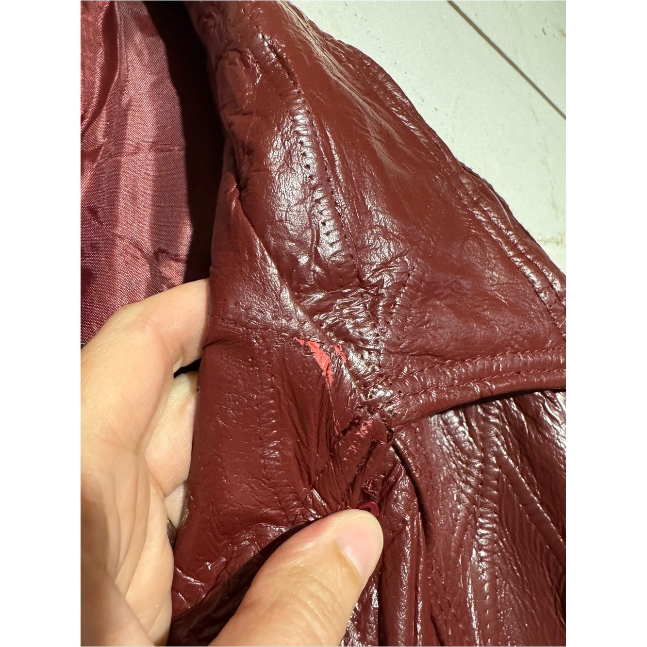 Tudor Court Vintage Leather Jacket Coat Women Size XL Patchwork Oxblood Red