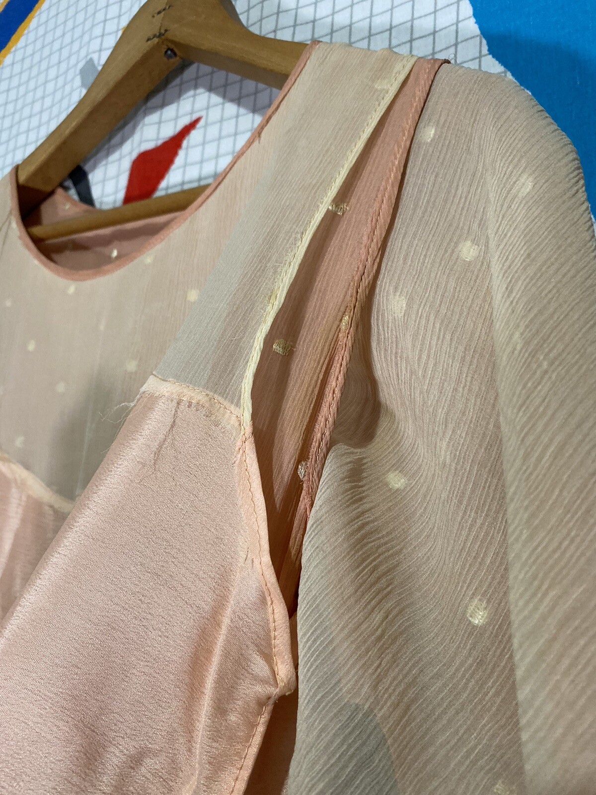 Vintage 20s Silk Flapper Dress Art Deco Drop Waist Asymmetrical Polka Dot Crepe