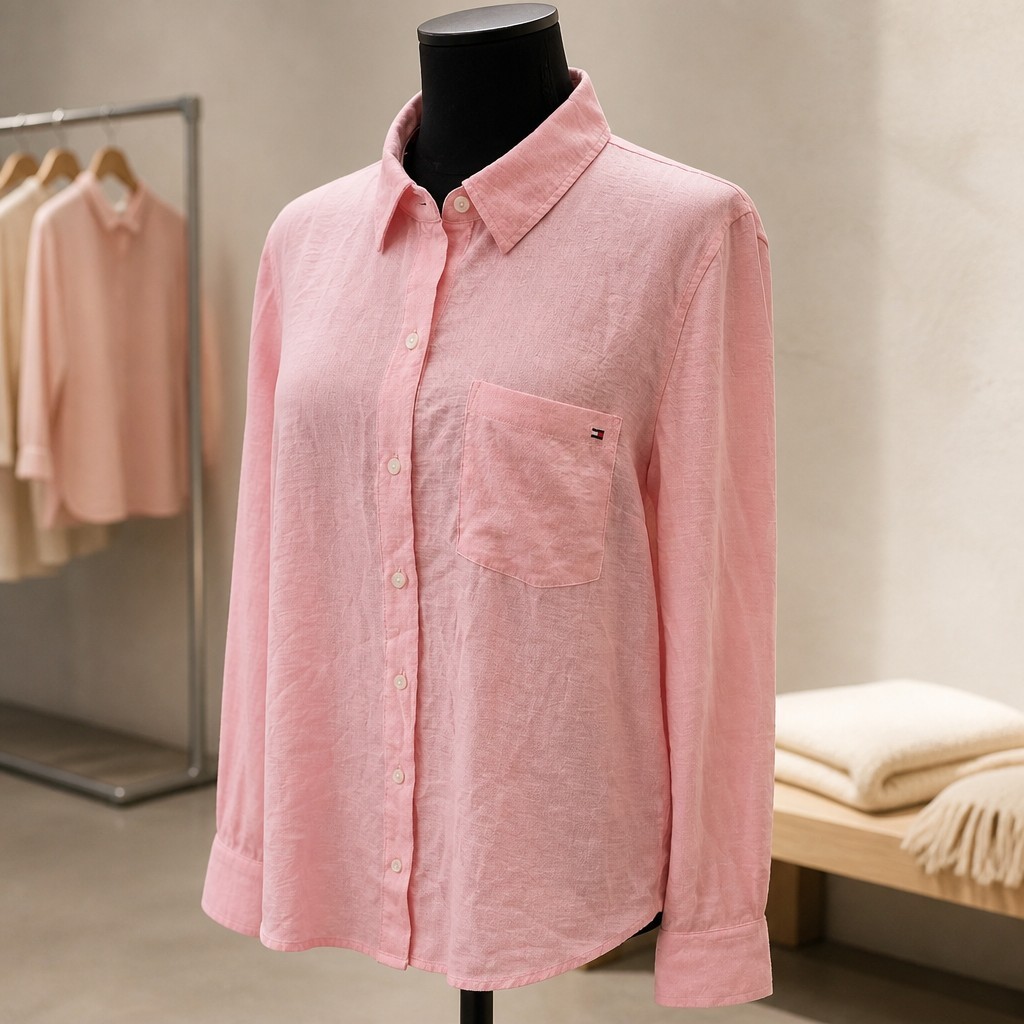 Tommy Hilfiger Pink Blouse long sleeve button Classic Fit Women’s Size L