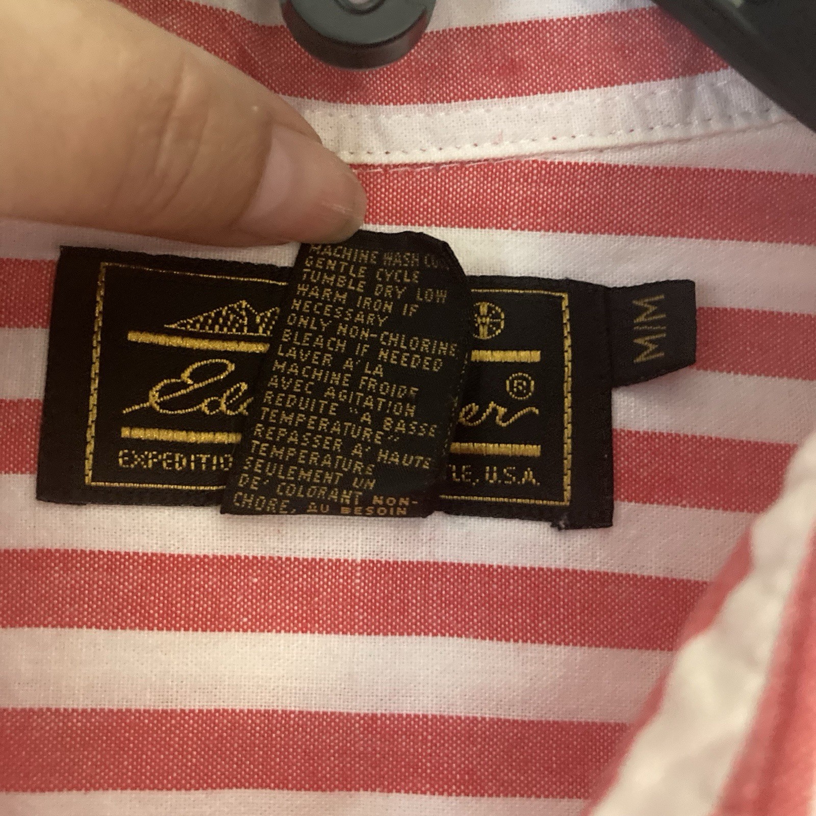 VTG Eddie Bauer Red Striped Short Sleeve Shirt Womens Med Preppy Quiet Luxury