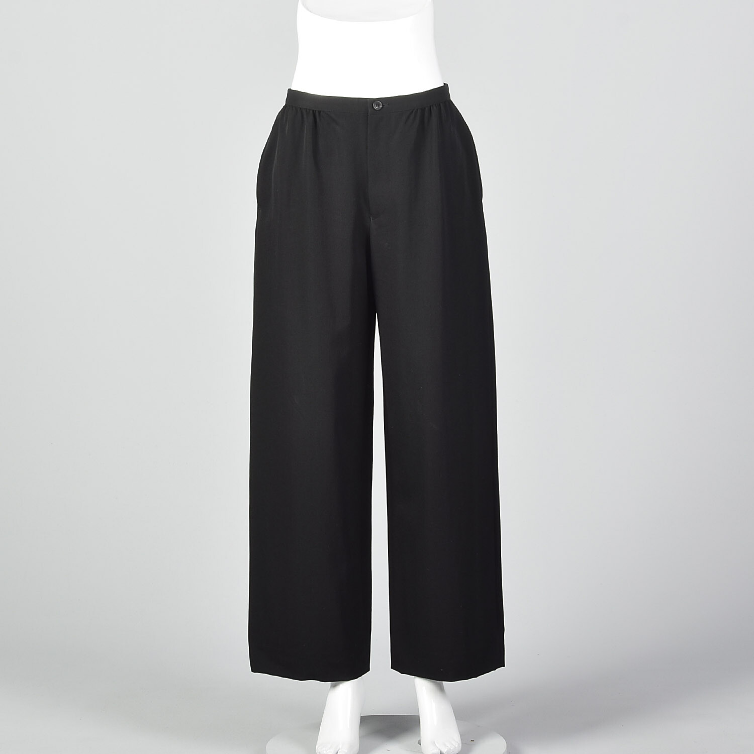 Large Issey Miyake 1990s Wide Leg Pants Black Trousers Vintage Designer 90s Wool